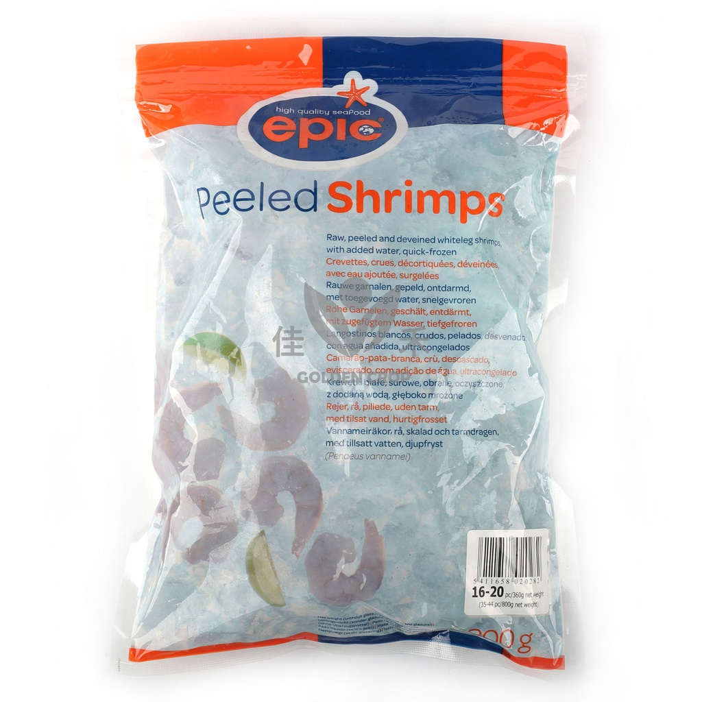 Scampi Vannamei Gepeld 16/20 st / 454 gr Epic 800 gr