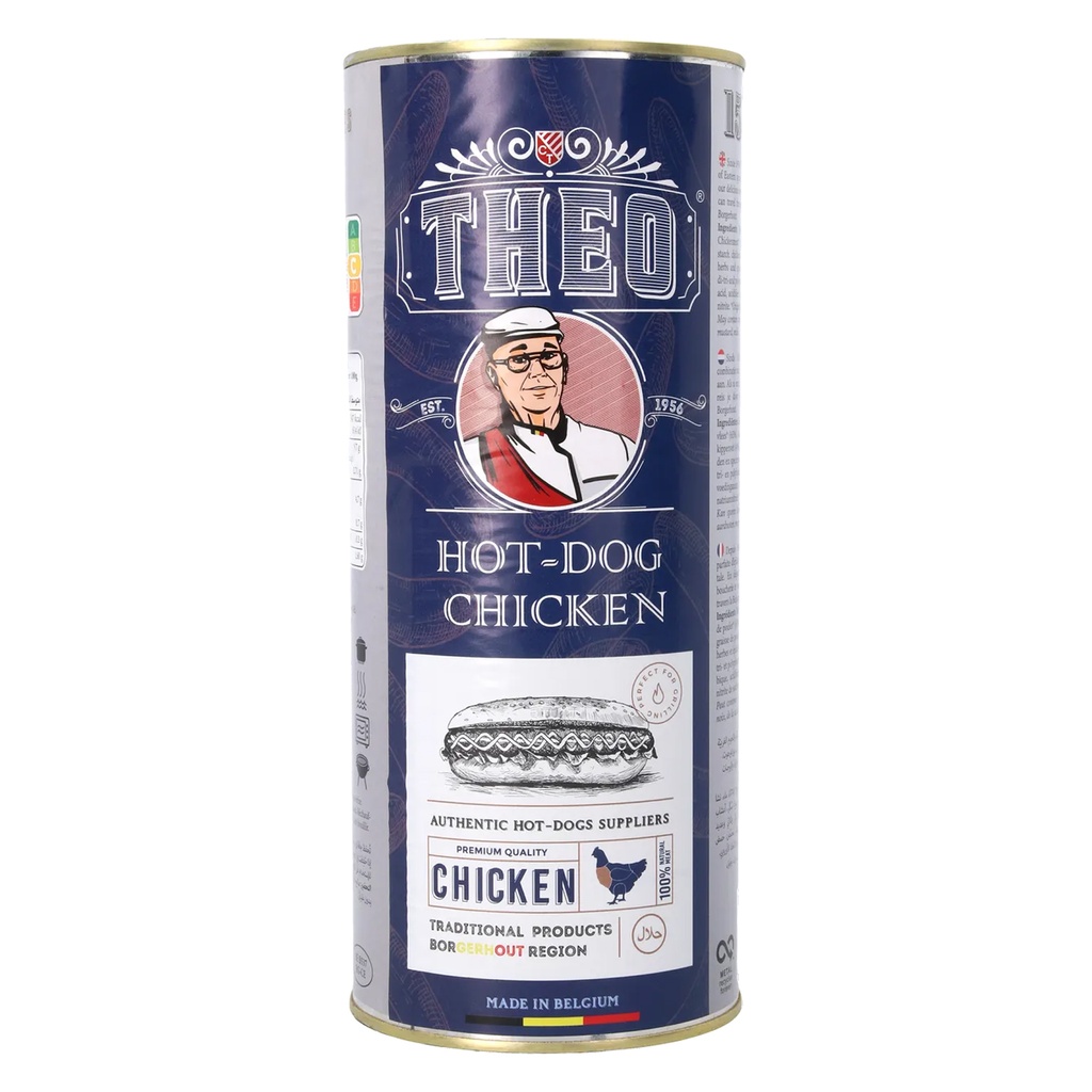 Theo Hotdog Beef - Chicken Blik 15 st