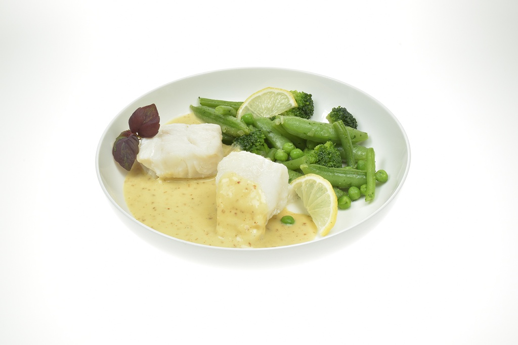 Kabeljauwhaasje Mosterdsaus / Groene Groenten Deli Meal 1 st