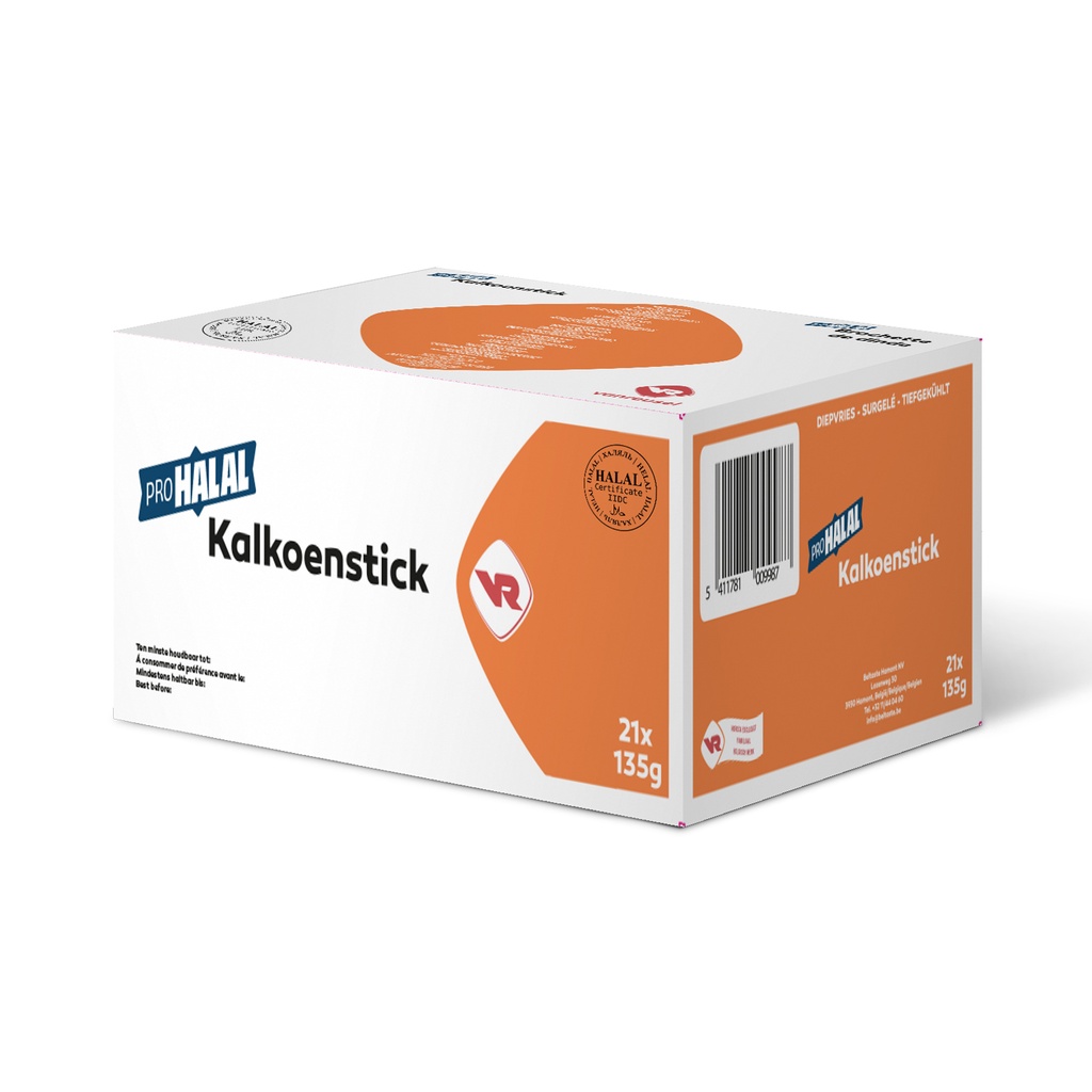 Kalkoenstick Prohalal Vanreusel 21 x 135 gr