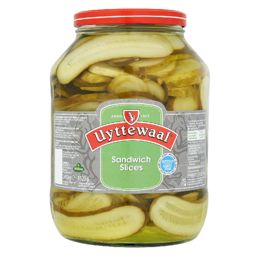 Pickle Slices (Cucumber Slices) Uyttewaal Glass 2.45 kg
