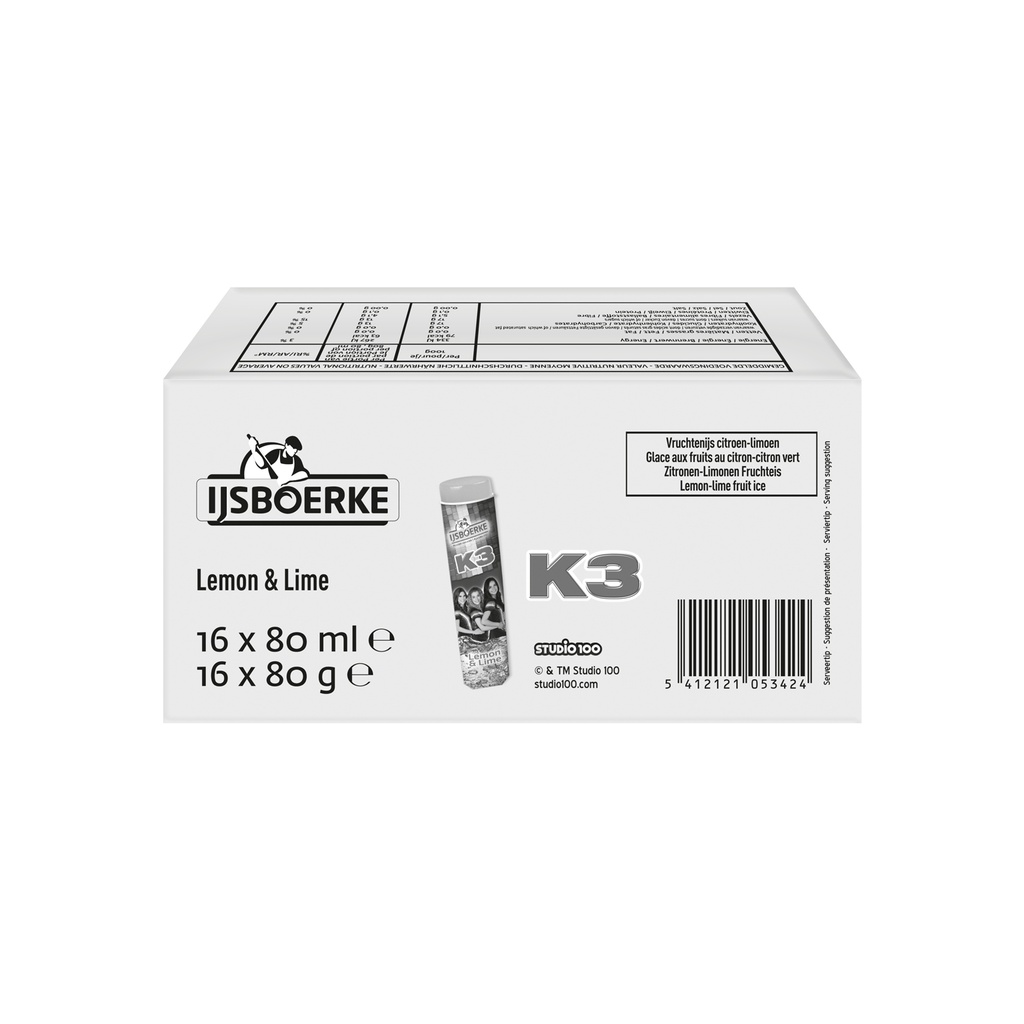 K3 Squeez Lemon Lime Ijsboerke 16 x 80 ml