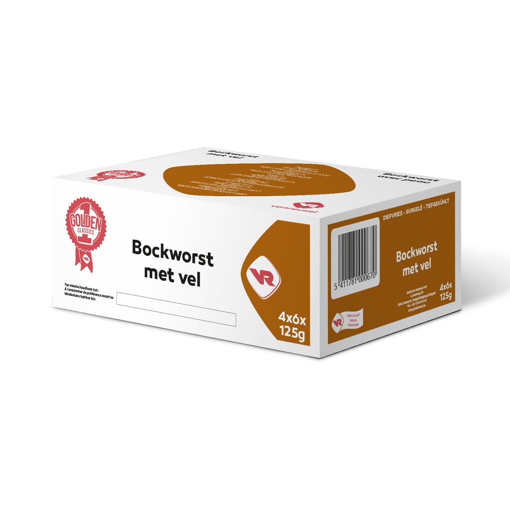 Bockworst met Vel Vanreusel 24 x 125 gr 
