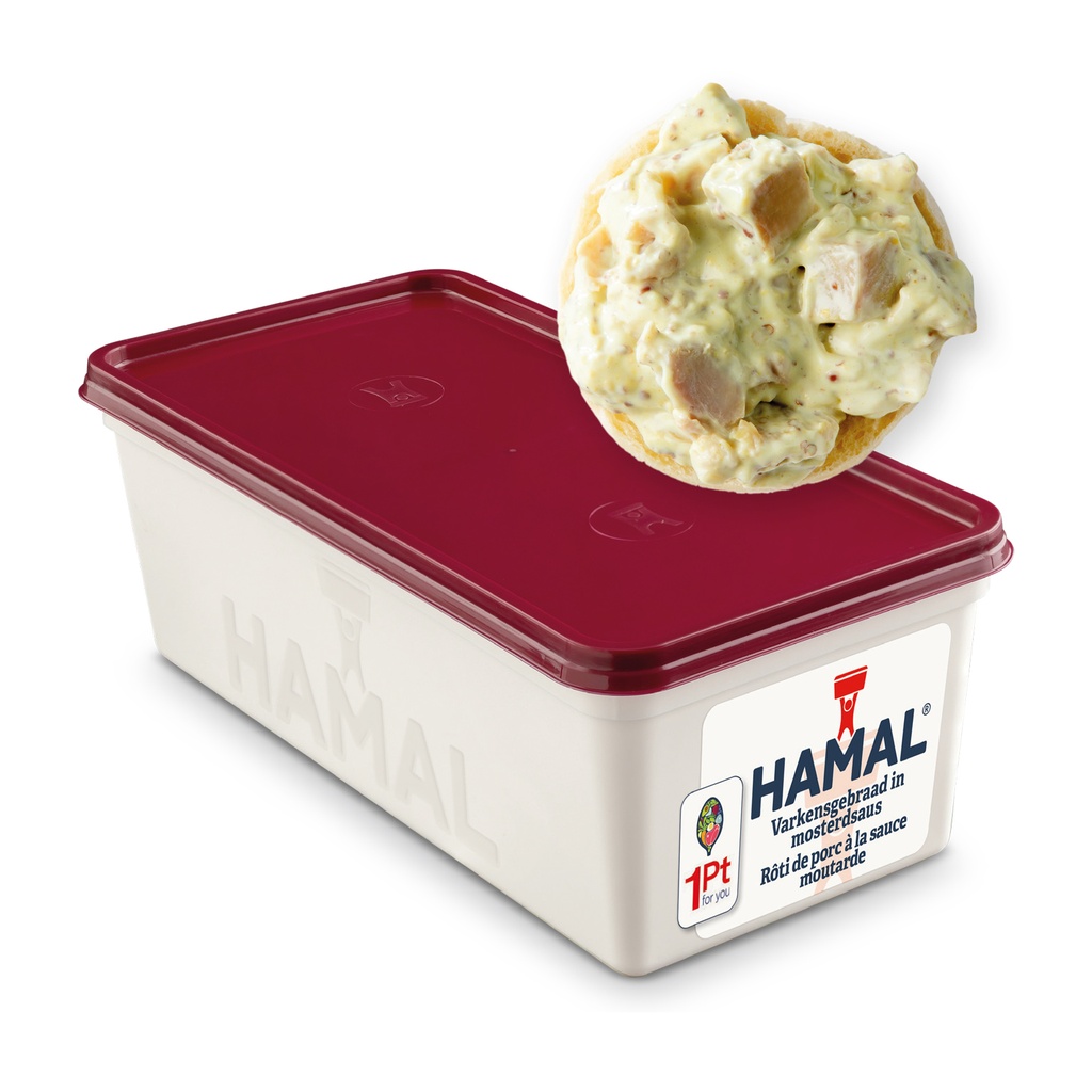 Varkensgebraad in Mosterdsaus Hamal 1 kg