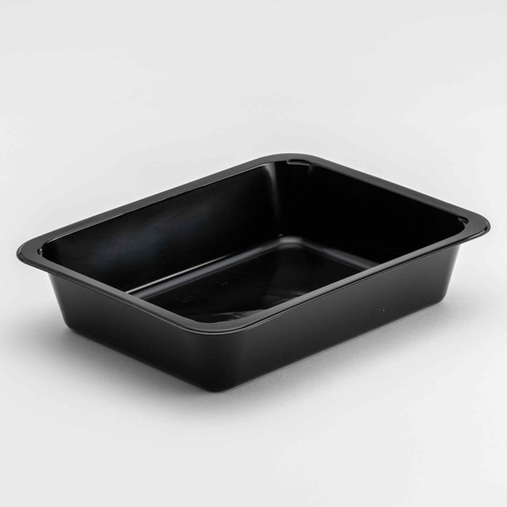 Plastiek Menuschaal Rechthoekig 1-vaks H45 zwart (227x178x49H) 50 st