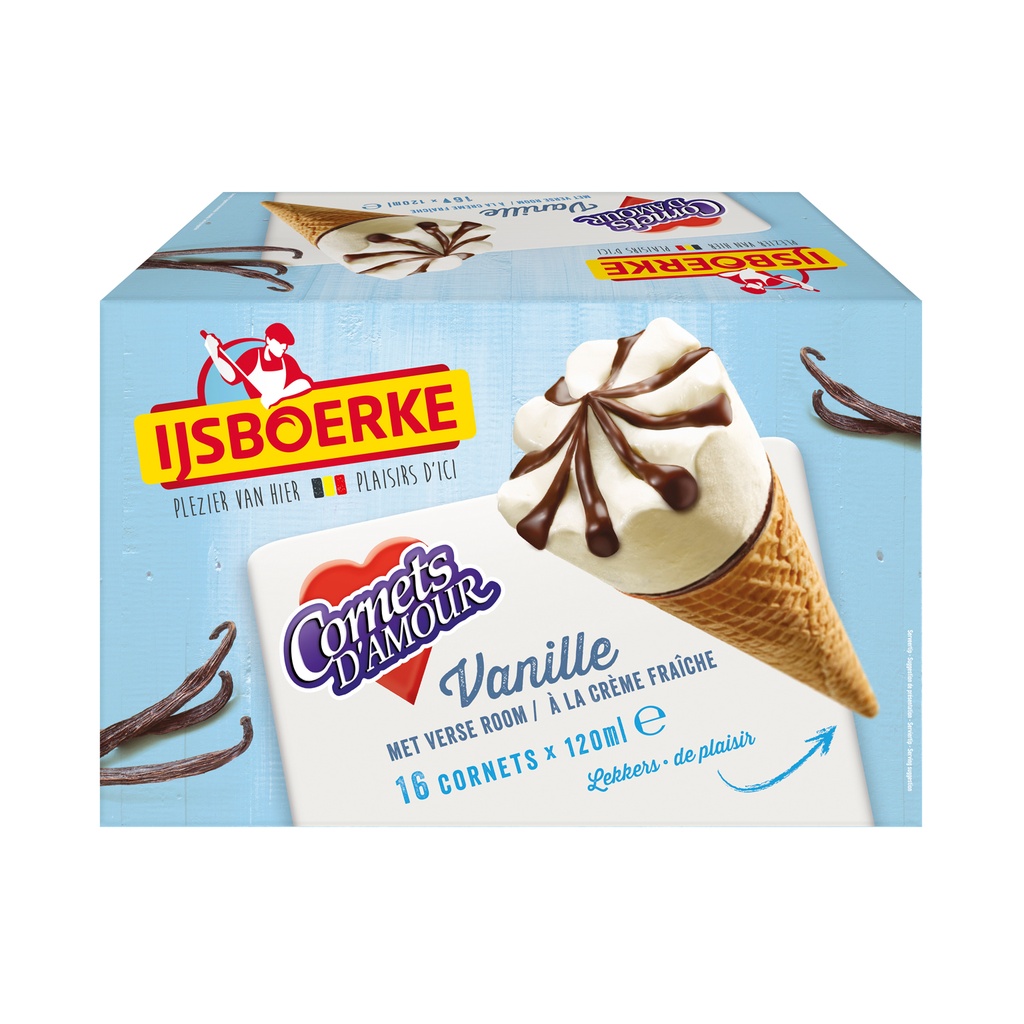 Cornet D'Amour Vanille Ijsboerke 16 x 120 ml