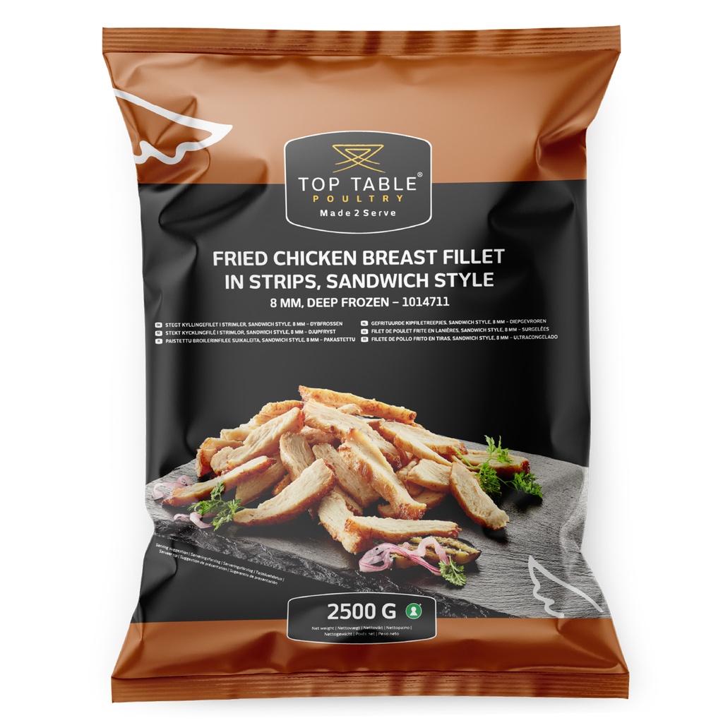 1014711 Fried Chicken Breast Strips 8 mm Sandwich Style Top Table 2,5 kg