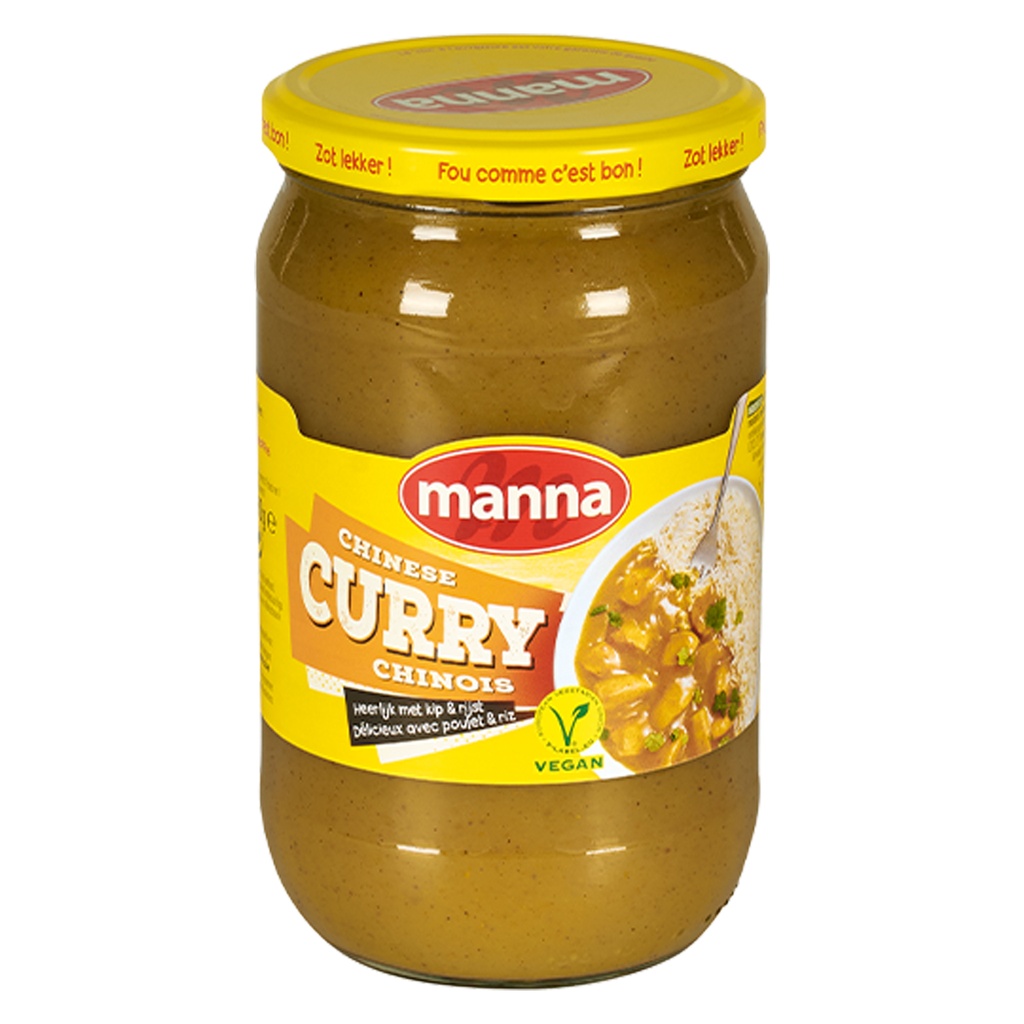 Chinese Curry Saus Warm Manna Glas 0,72 L