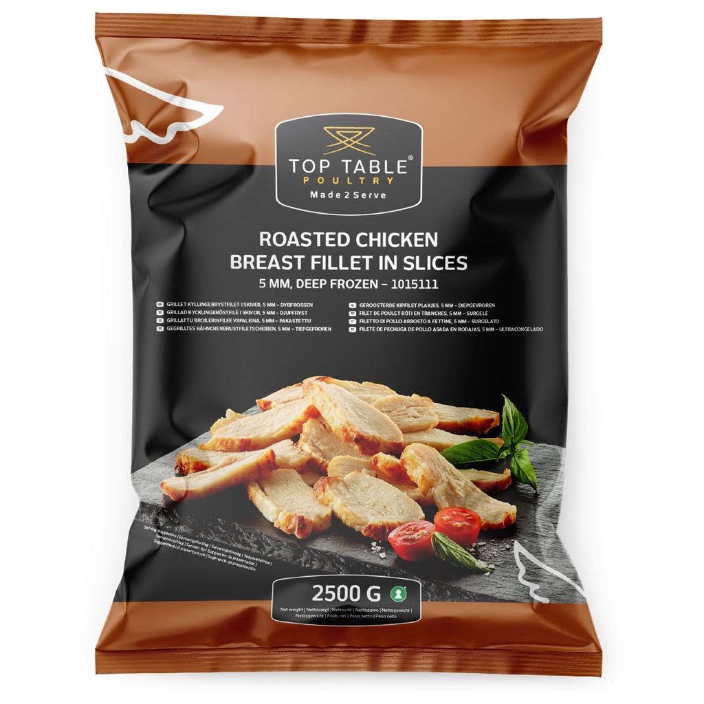 1015111 Kipfilet Geroosterd Plakjes 5 mm- Top Table 2,5 kg