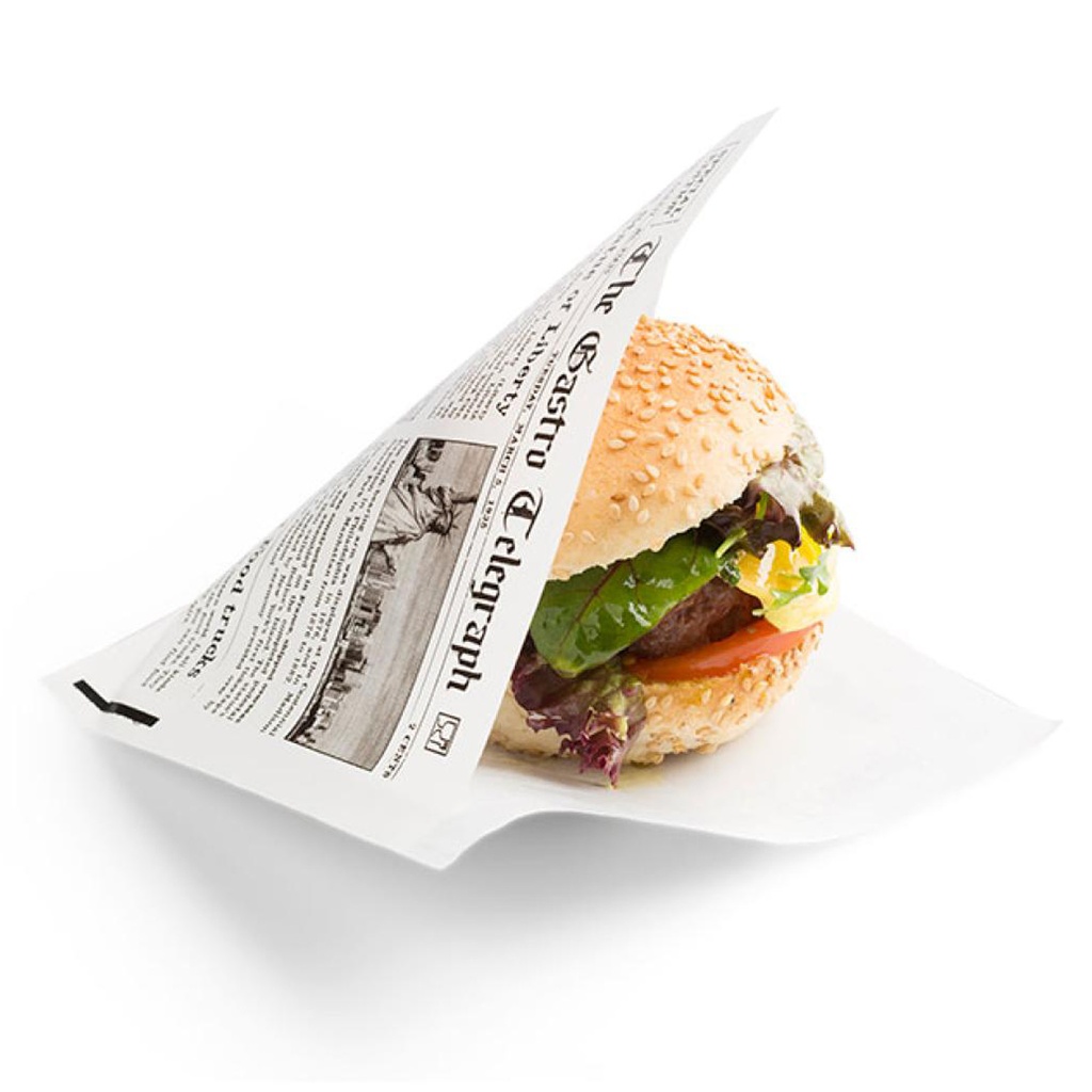 Hamburger Zakje News Paper 130 x 150 mm Sier 300 st