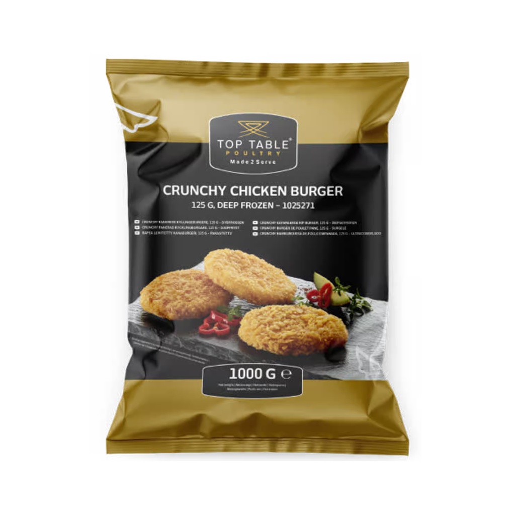 1025271 Crunchy Gepaneerde Kip Burger Top Table 1 kg