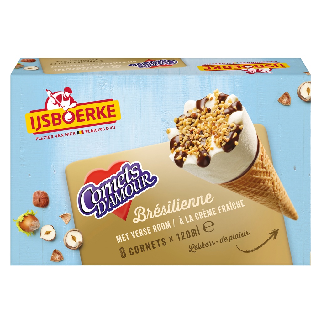 Cornets d'Amour Brésiliene Ijsboerke 16 x  120 ml