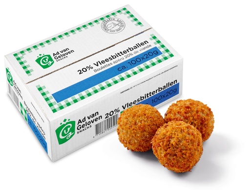 [13511] Bitterballen Vlees 20% Ad van Geloven 100 x 20 gr