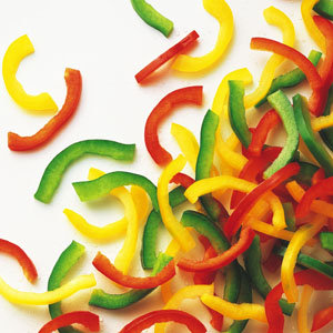 [16372] Poivrons Lanieres Vert/Rouge/Jaune Ardo 1 kg