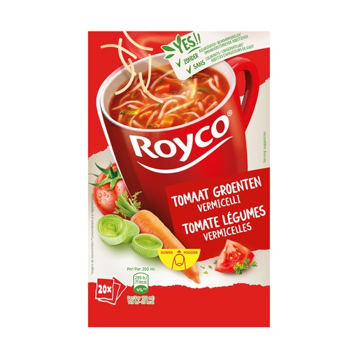[407191] Royco Minute Soupe Tomates-Legumes Soupe + Vermicelli 20 pcs 