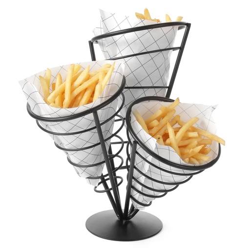 [90705] Frietzakhouder Zwart met 3 houders