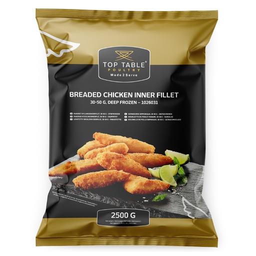 [PR/90070] 1026031 Breaded Chicken Tenders 30 to 50 gr Top Table 2,5 kg