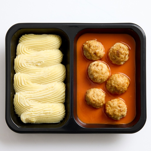 [27513] Boulettes en sauce tomates avec puree Noyez 520 gr