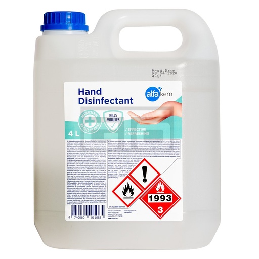 [909732] Desinfectie Vloeistof Handen  'Alfakem' Can  4 L