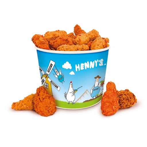 [1186828] Chick'n Boneless Bucket Henny's – 6 x 16 Bites + Buckets