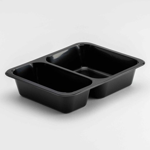 [PR/10341] Plastiek Menuschaal Rechthoekig 2-vaks H45 zwart (227x178x49H) 50 st 