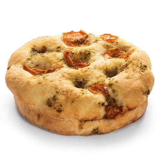 [13990611] 1990 Focaccia Roll Tomato & Pesto Pre-Slices Panesco 48x100gr