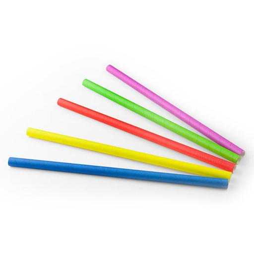 [88475] Drinkrietje Papier Gekleurd 10mm / 24 cm 100 st