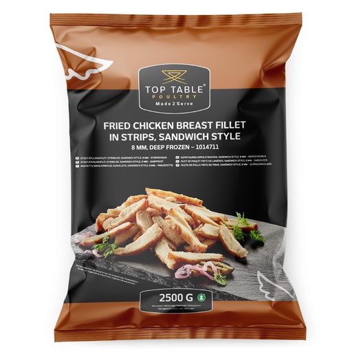 [116701] 1014711 Filet Poulet Roti en lamelle 8mm Sandwich Style Top Table 2,5 kg