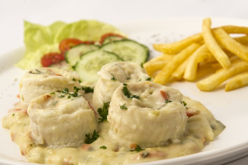 [27512] Tongrolletjes In Witte Wijn Saus 5 st - Noyez 400 gr