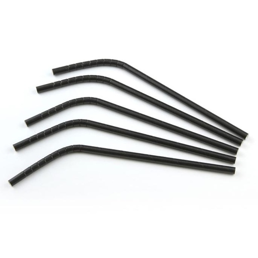 [88471] Drinkrietje Papier Buigzaam Zwart 6mm/21cm 200 st