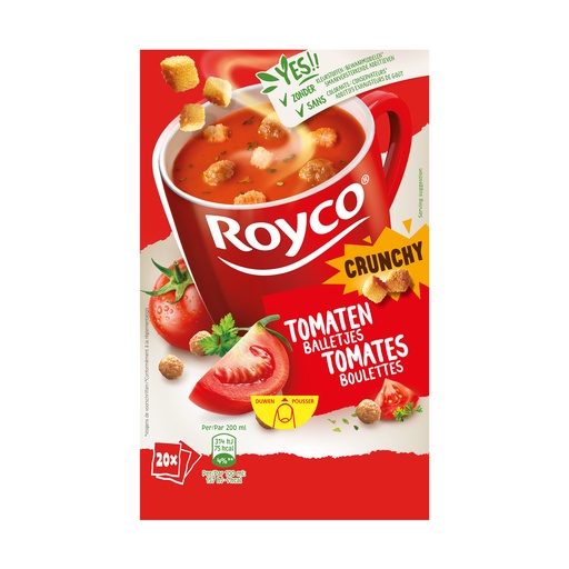 [40721] Royco Minute Soupe Tomates Crunchy + Boulettes 20 pcs