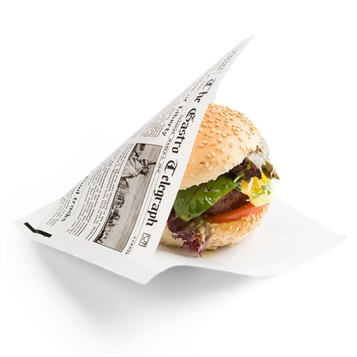 [860562] Hamburger Zakje News Paper 130 x 150 mm Sier 300 st