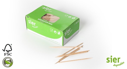 [88247] Coctailprikker Hout 65mm 1 punt 1000 st